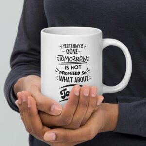Seize the Day White Glossy Ceramic Mug