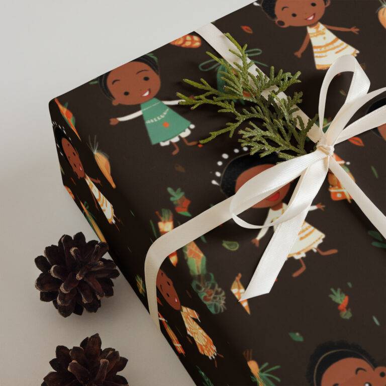 Yellow Black Green Kwanzaa Wrapping Paper Sheets - Image 9