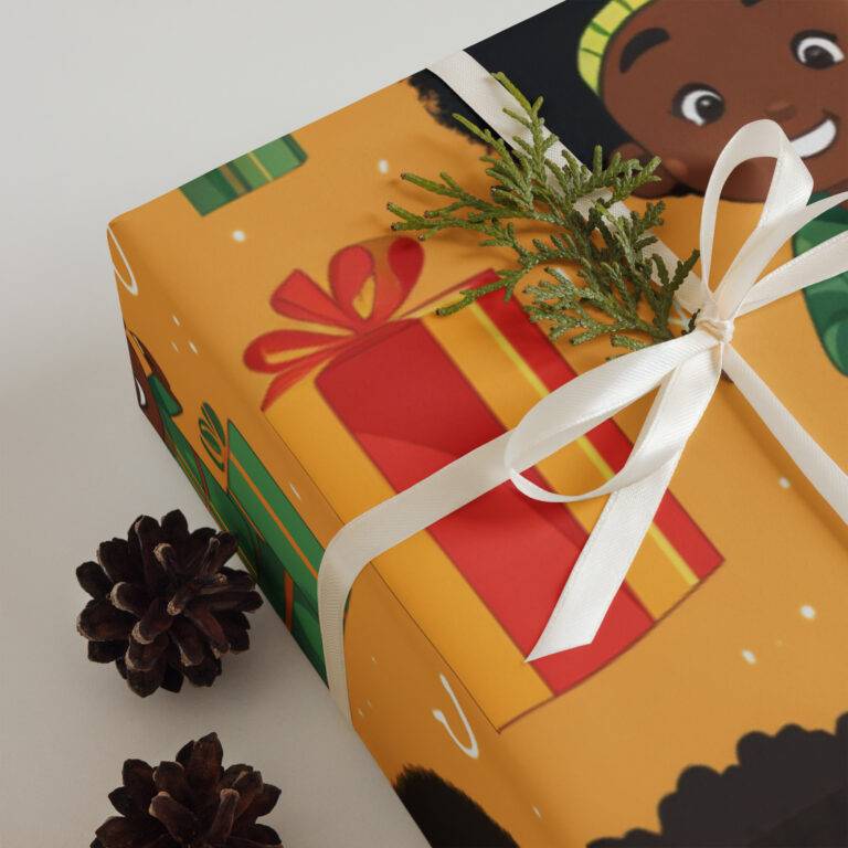 Yellow Black Green Kwanzaa Wrapping Paper Sheets - Image 3